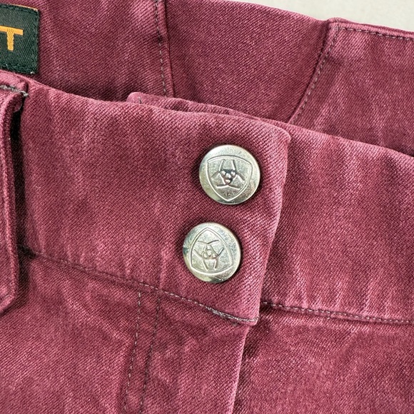 ARIAT Womens Heritage Riding Equestrian Breeches 32R Burgundy Stretch Suede‎ - Picture 5 of 16
